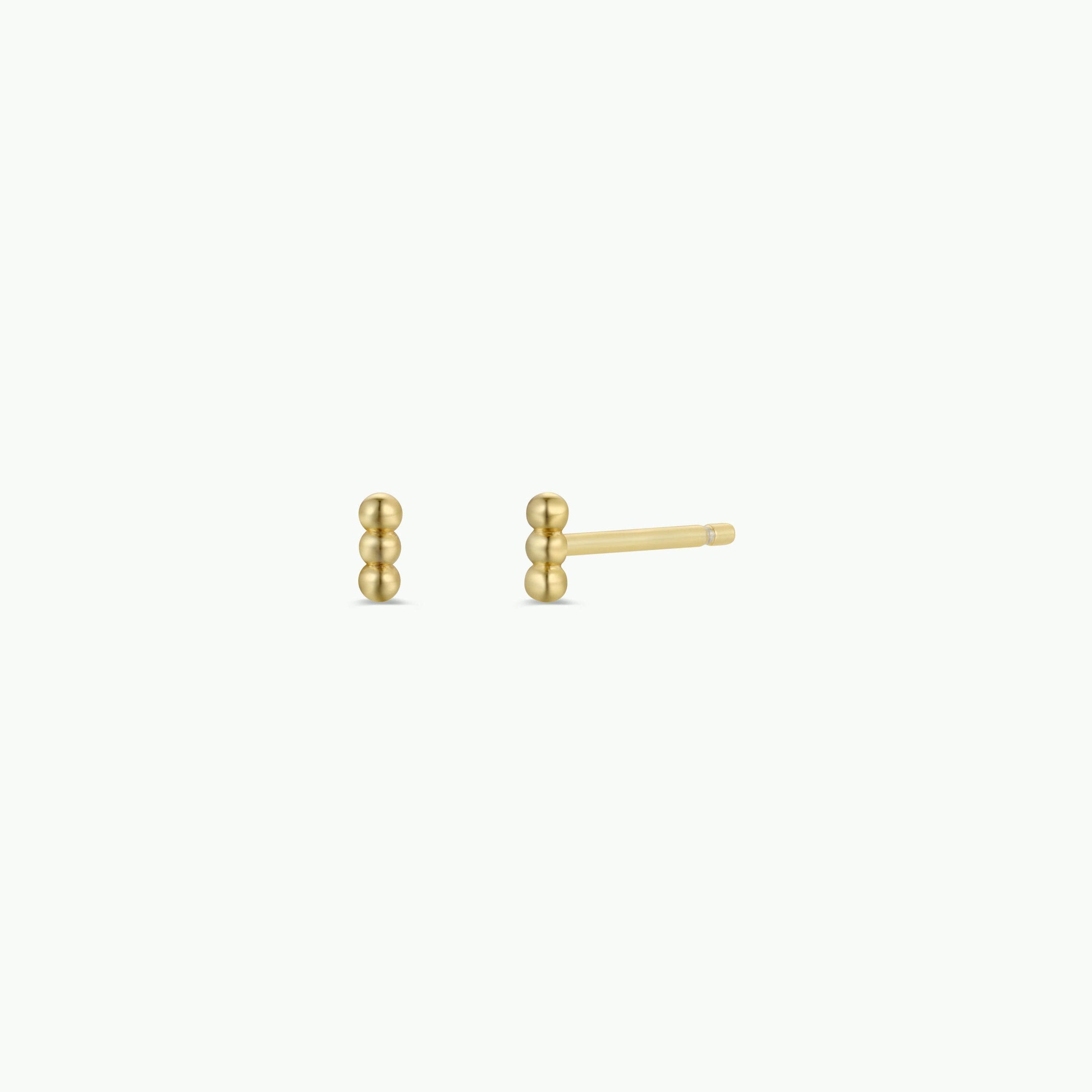 Petite 3 Ball Stud - Gold Earrings