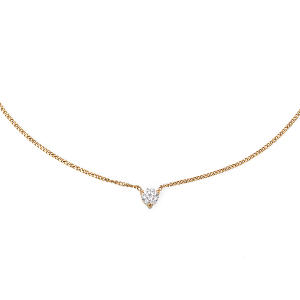 B. Grands Waterproof 4mm Round Brilliant 5A CZ Solitaire Necklace
