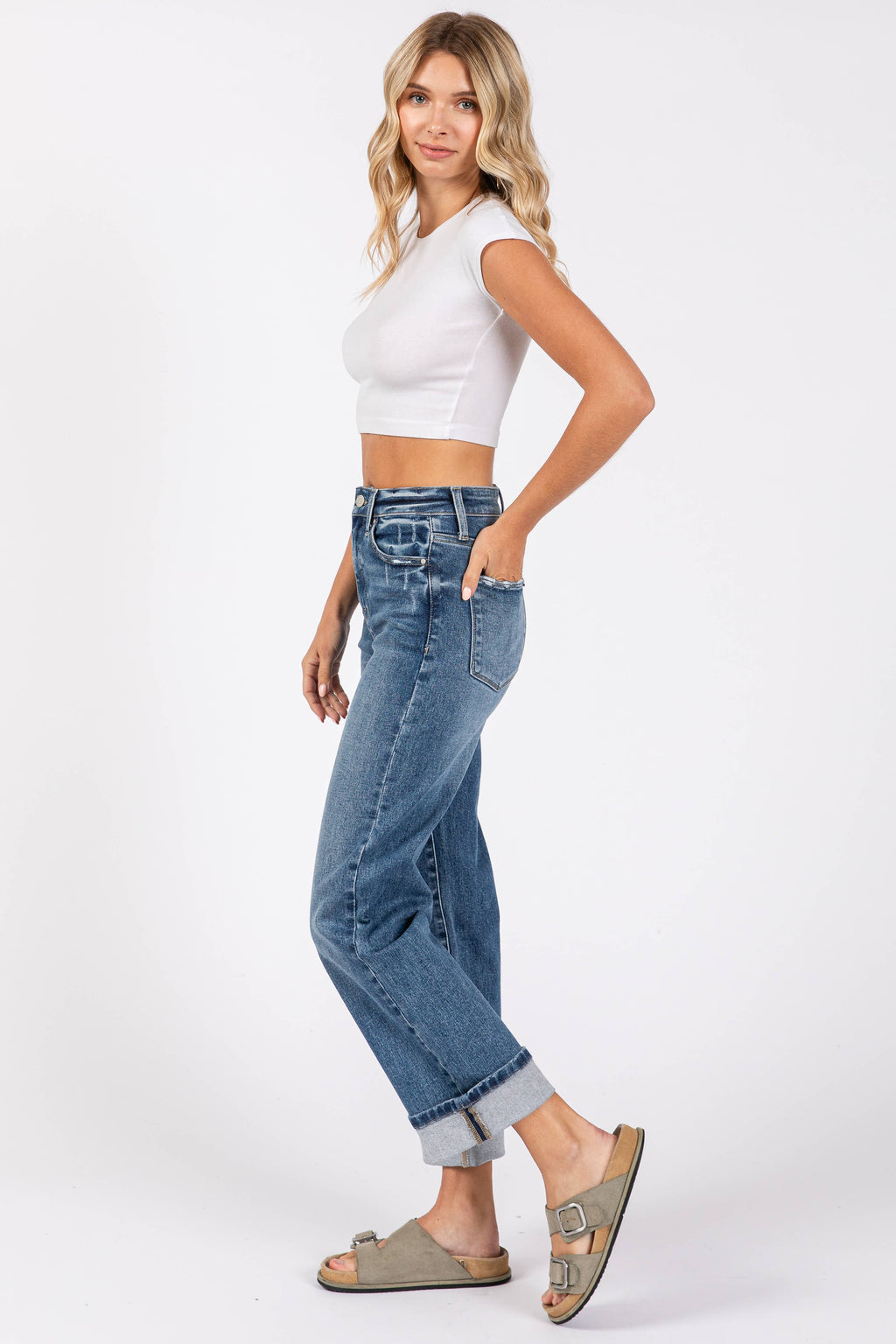 PETRA 153-HIGH RISE STRETCH RELAXED STRAIGHT W/ CUFFED HEM