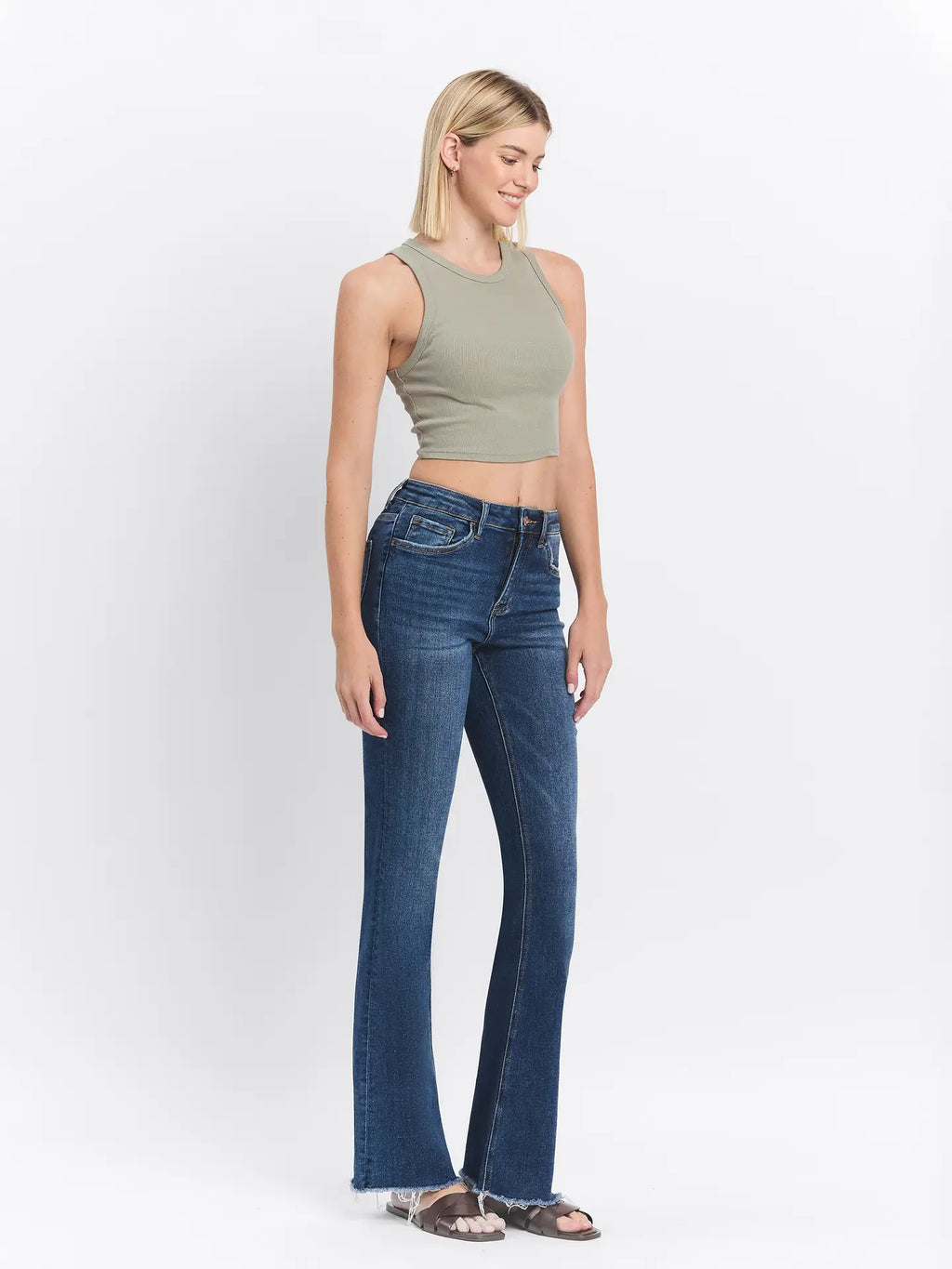 High Rise Raw Hem Bootcut