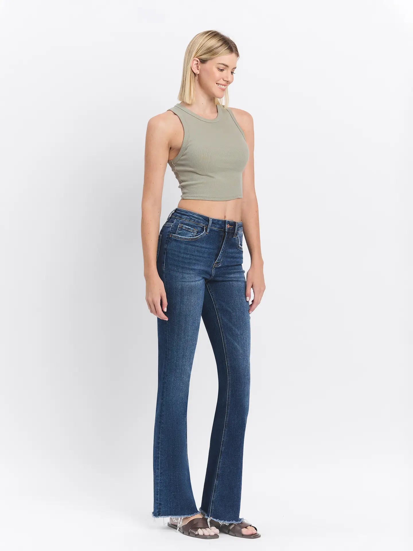 High Rise Raw Hem Bootcut