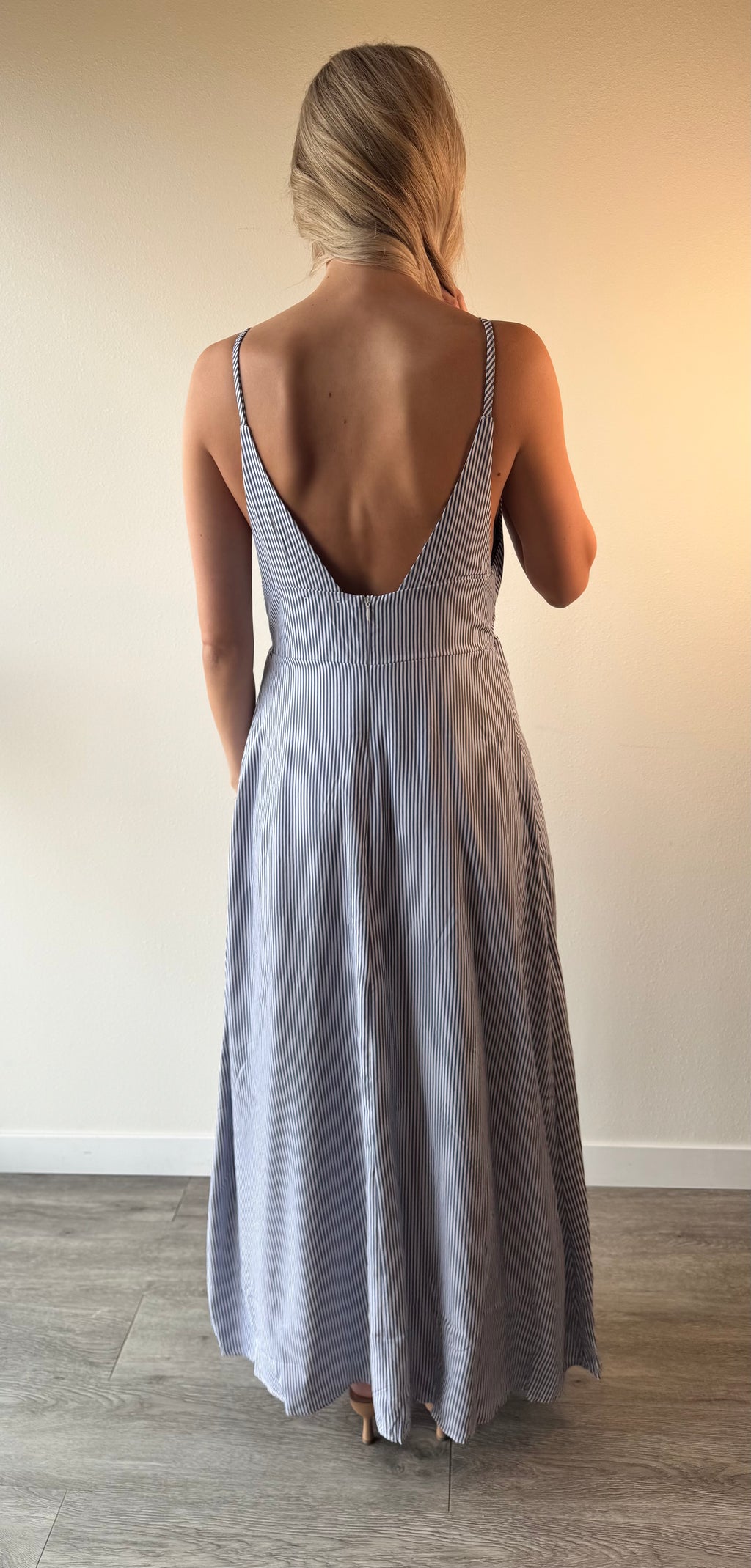 PINSTRIPE Slip Midi Dress
