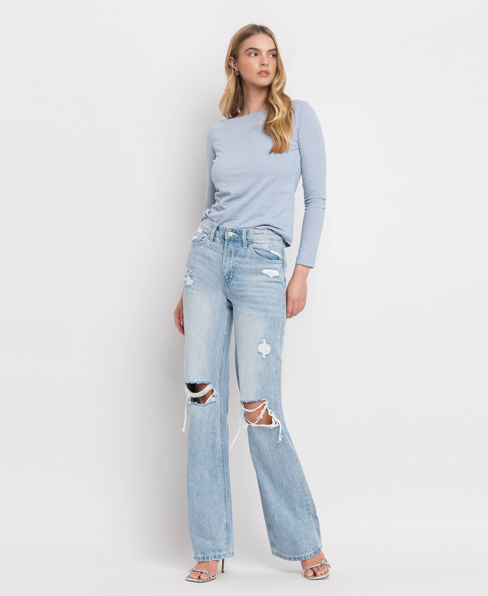 VERVET-90'S VINTAGE SUPER HIGH RISE FLARE JEANS