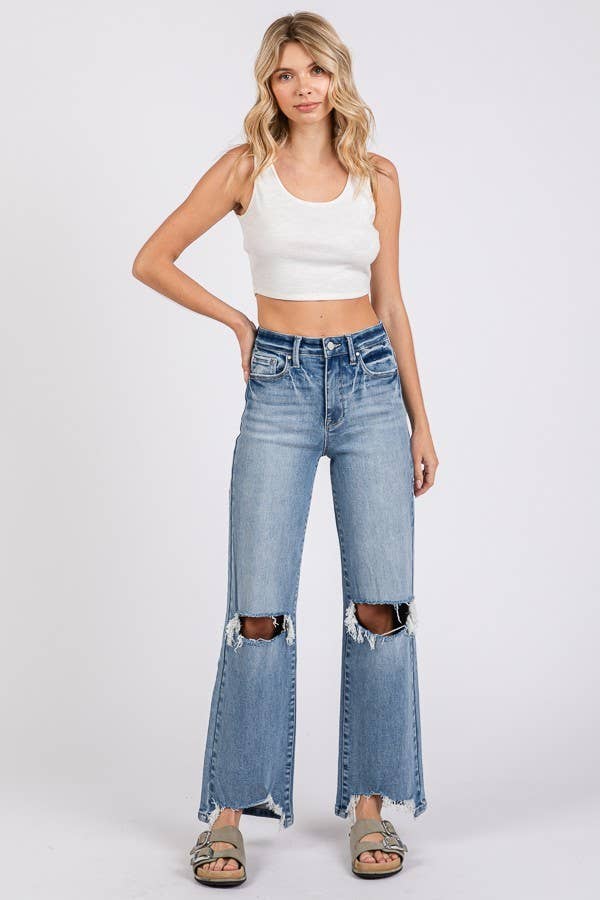 PETRA 153-HIGH RISE STRETCH W/ DESTROYED HEM