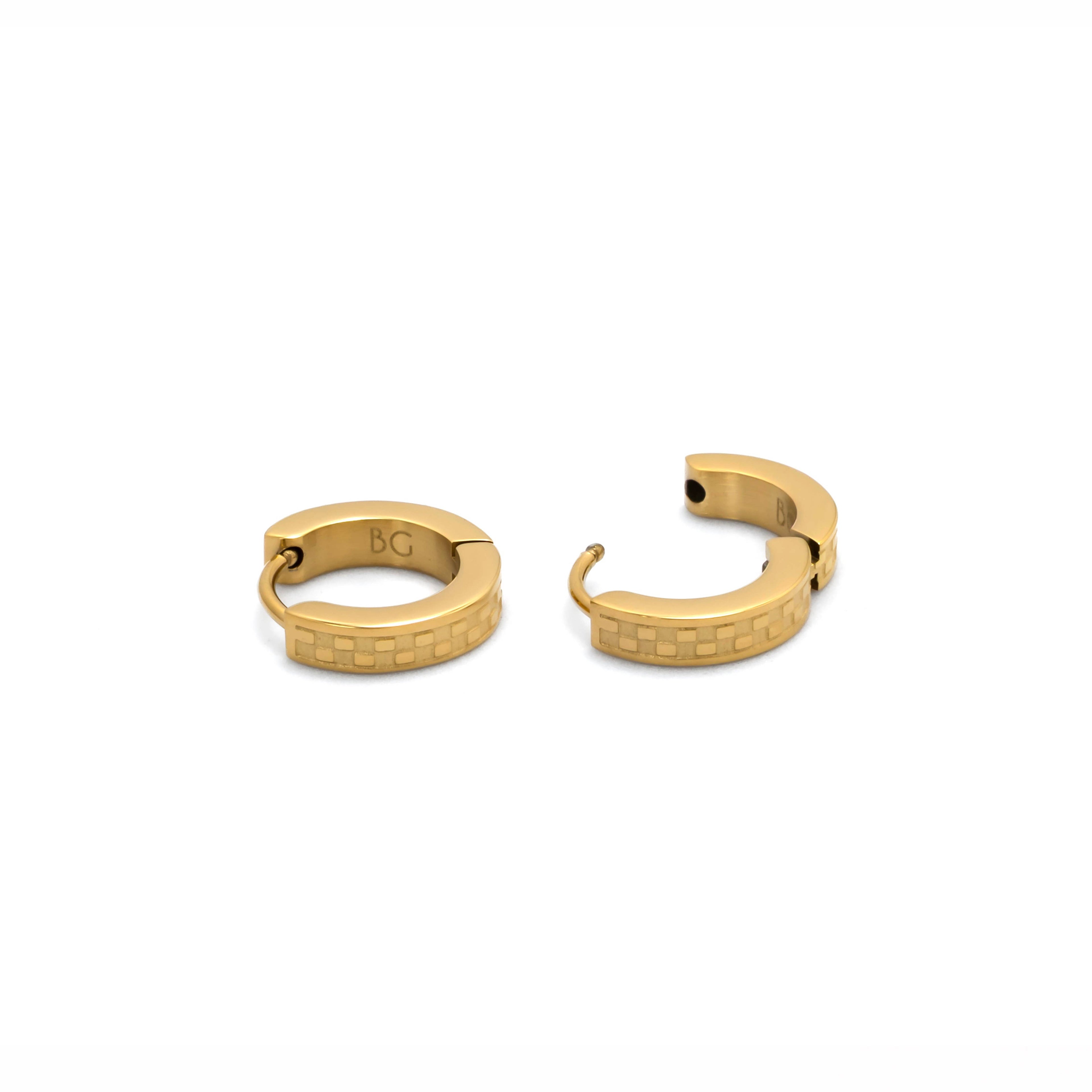 B. Grands Chess Waterproof Gold Huggie Earrings
