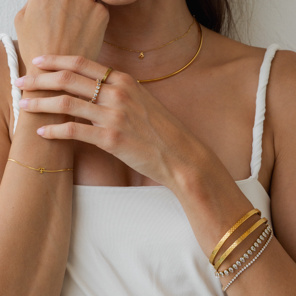 B. Grands Chess Waterproof Gold Bangle Bracelet