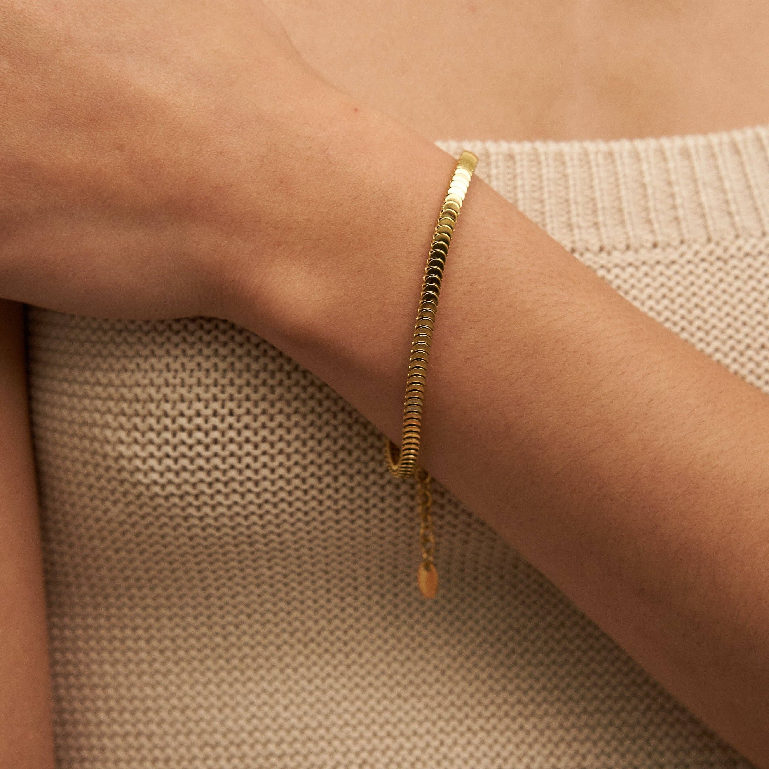 B. Grands Waterproof Gold Accordion Chain Bracelet