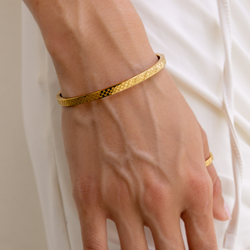 B. Grands Chess Waterproof Gold Bangle Bracelet