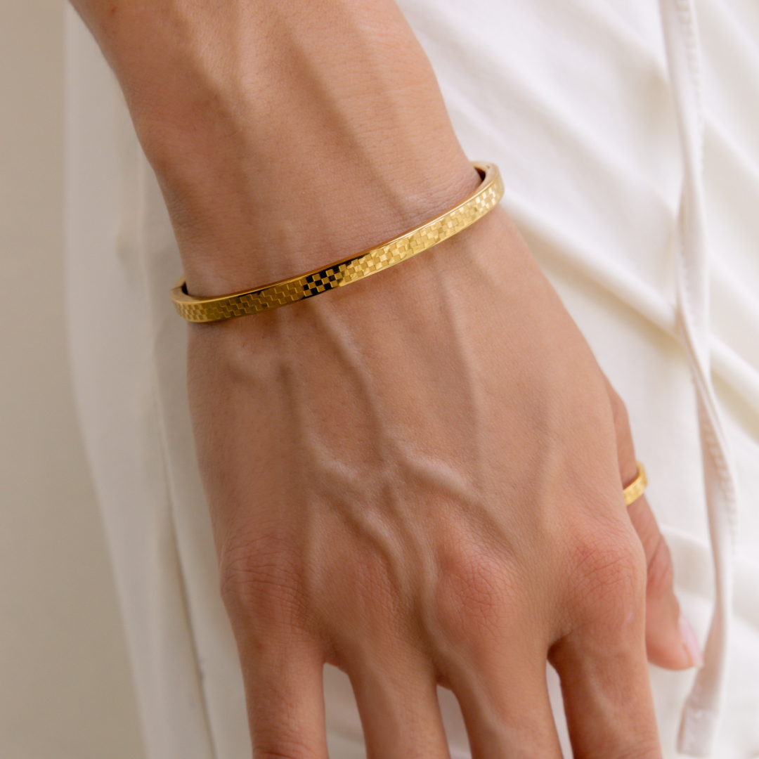 B. Grands Chess Waterproof Gold Bangle Bracelet
