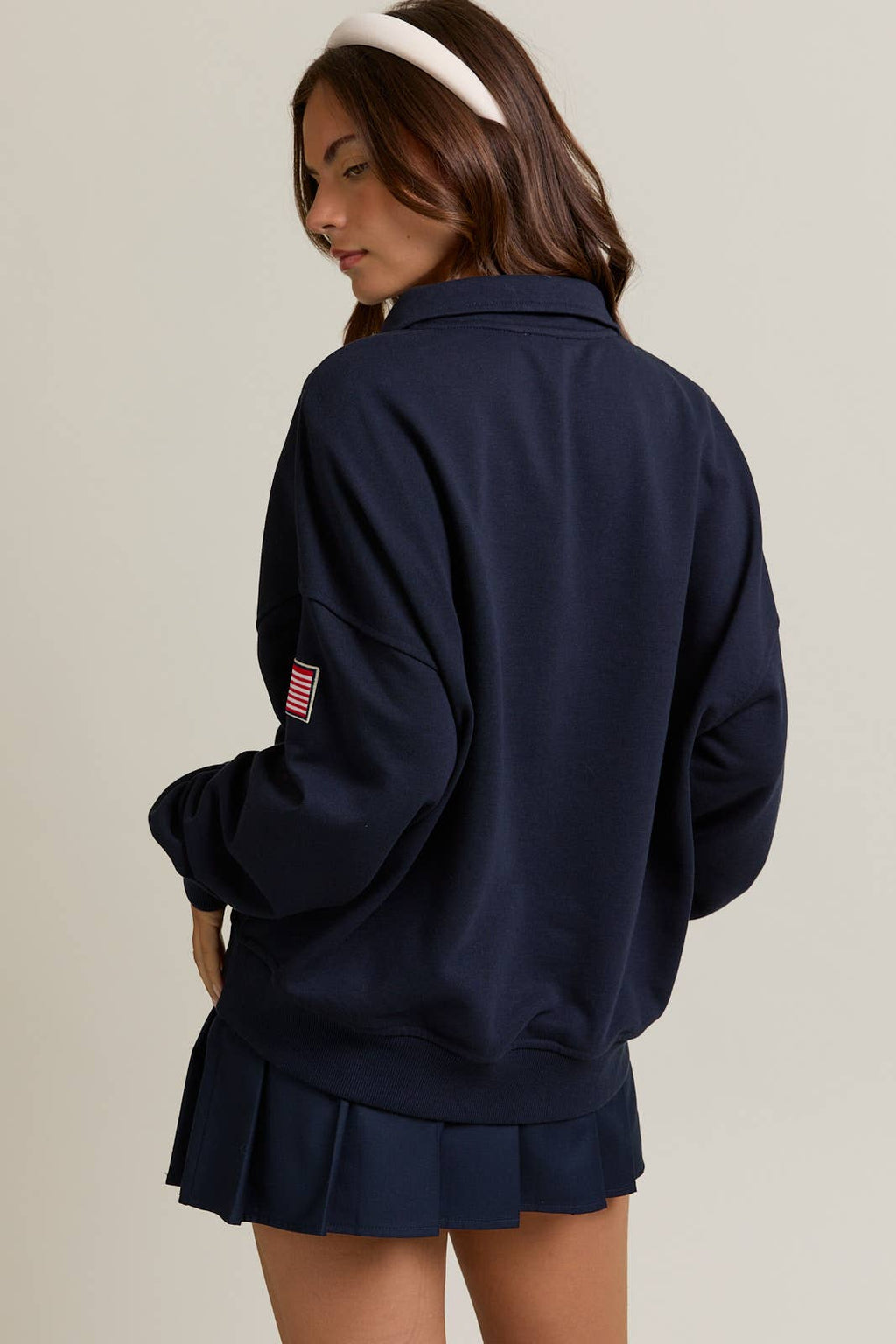 "USA" LONG SLEEVE HALF ZIP SWEATSHIRT