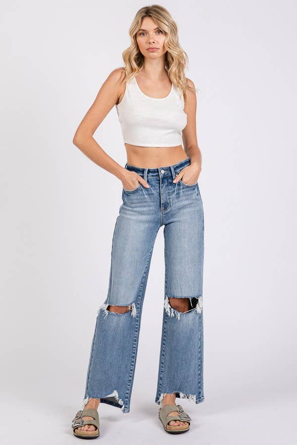PETRA 153-HIGH RISE STRETCH W/ DESTROYED HEM