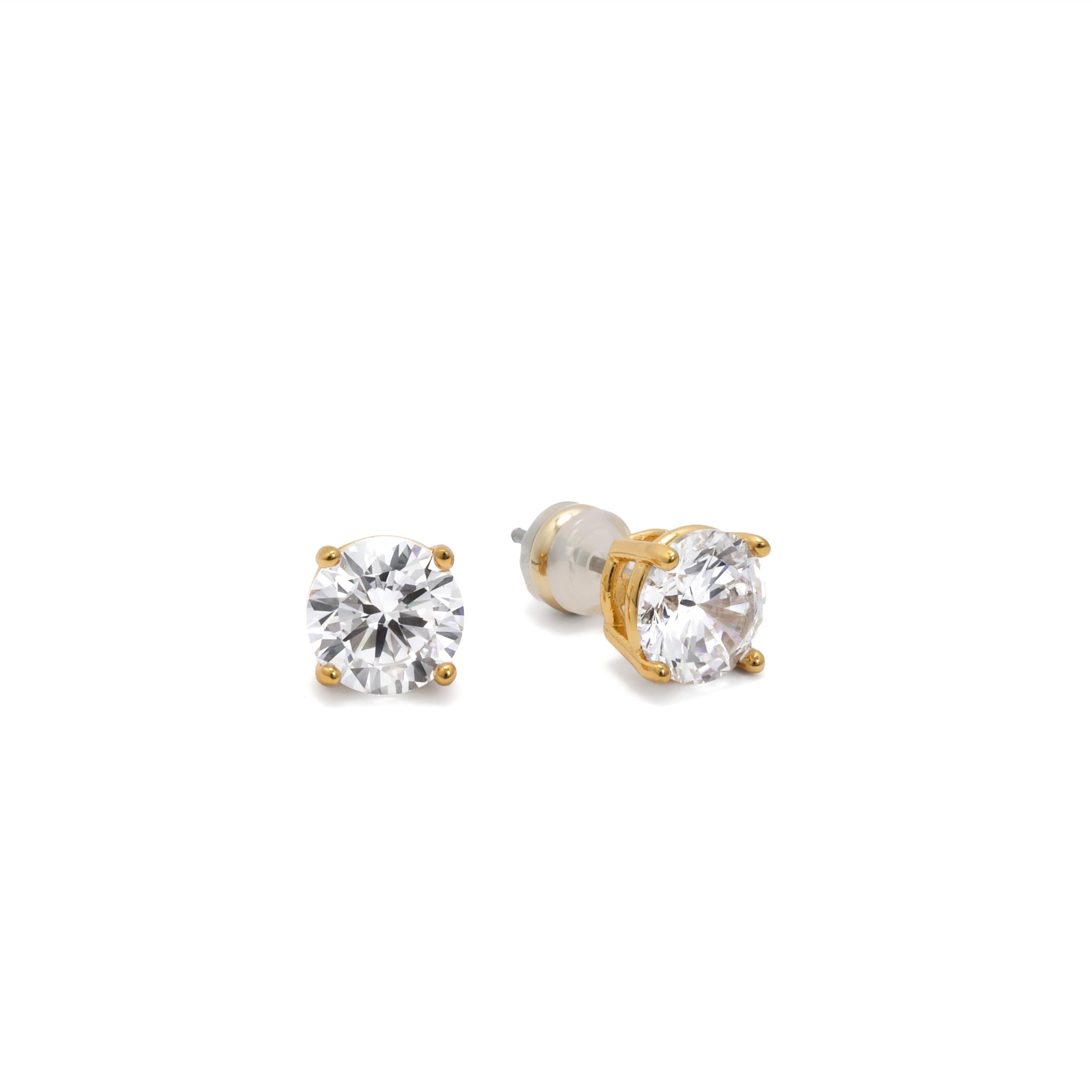 B. Grands Demi-Fine 8mm Round Solitaire Stud Earrings – Gold