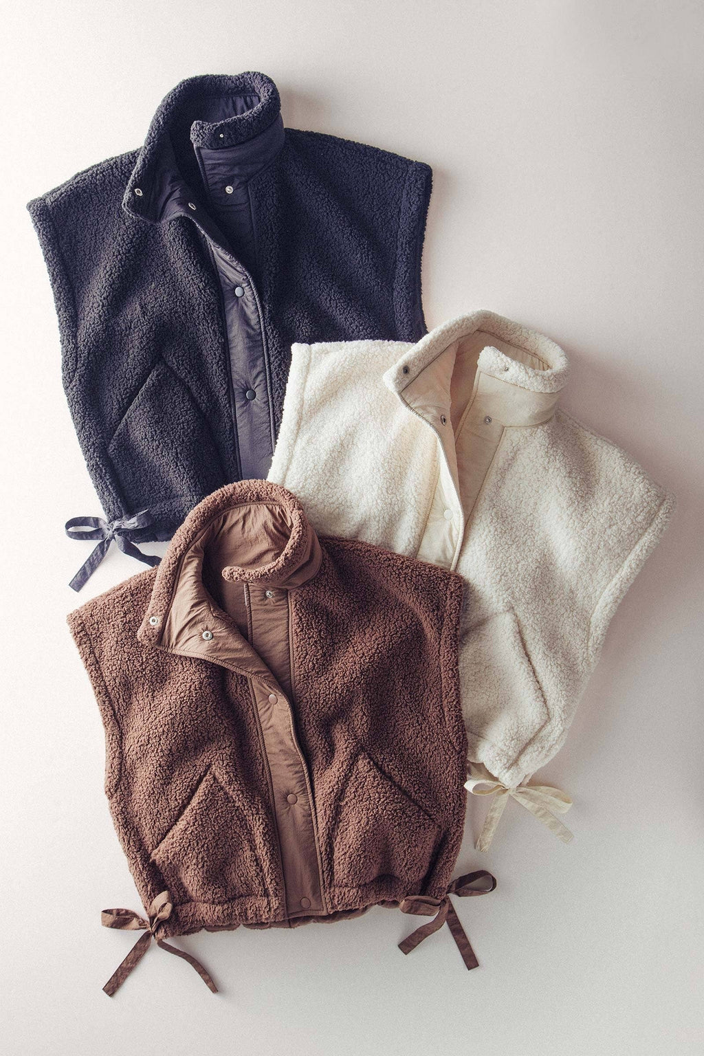 Black Quilted Collar Boxy Sherpa Vest