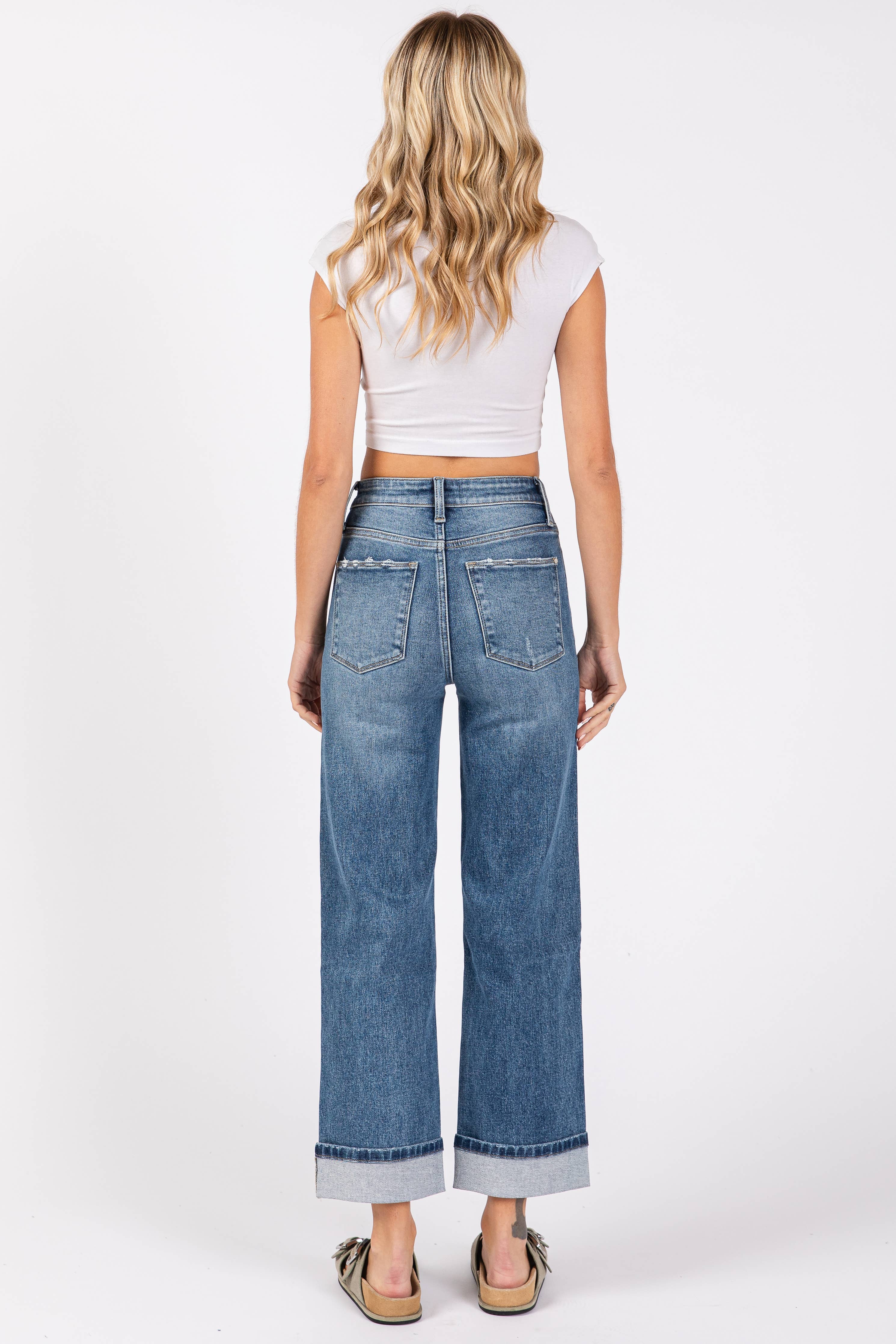 PETRA 153-HIGH RISE STRETCH RELAXED STRAIGHT W/ CUFFED HEM