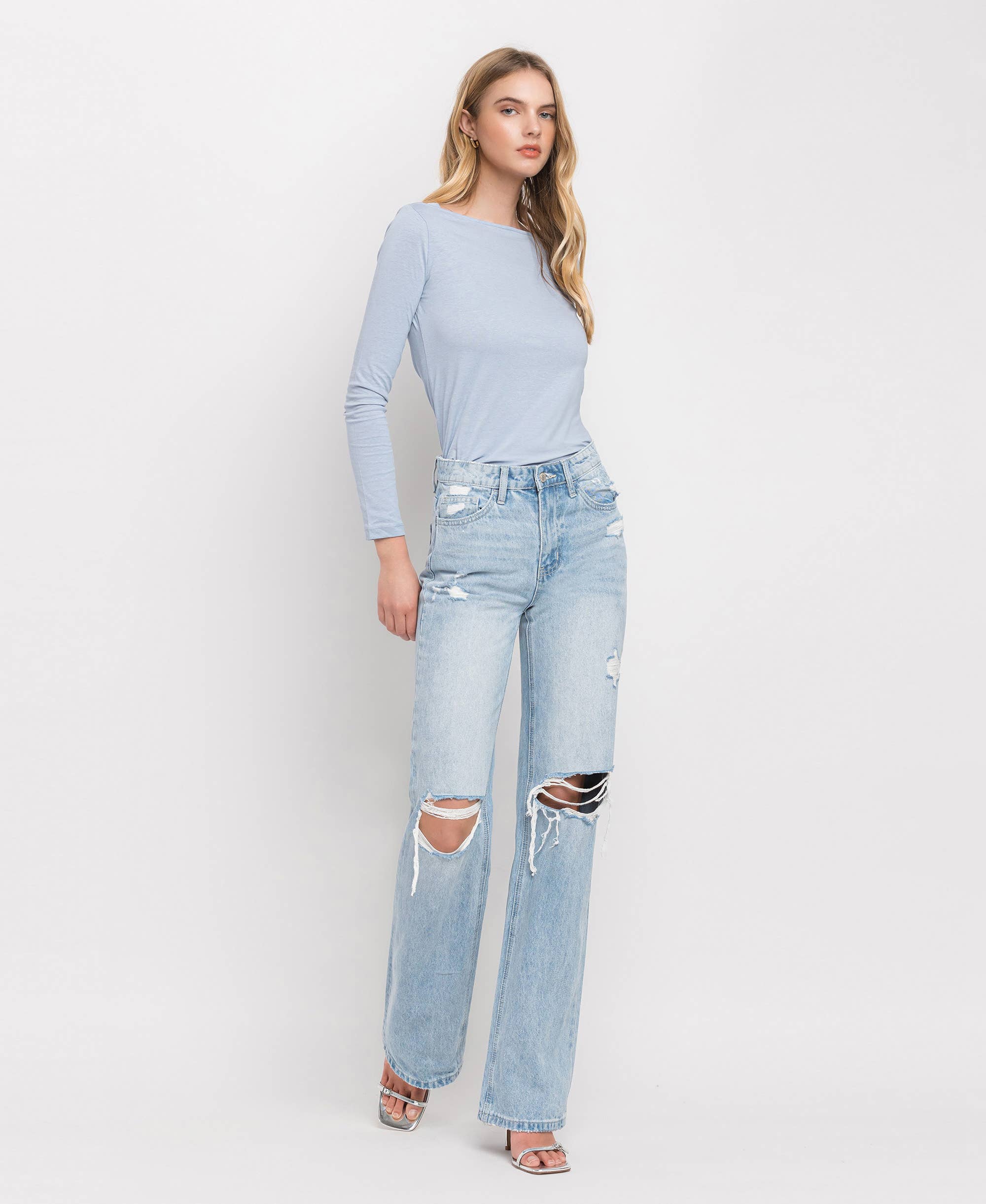 VERVET-90'S VINTAGE SUPER HIGH RISE FLARE JEANS