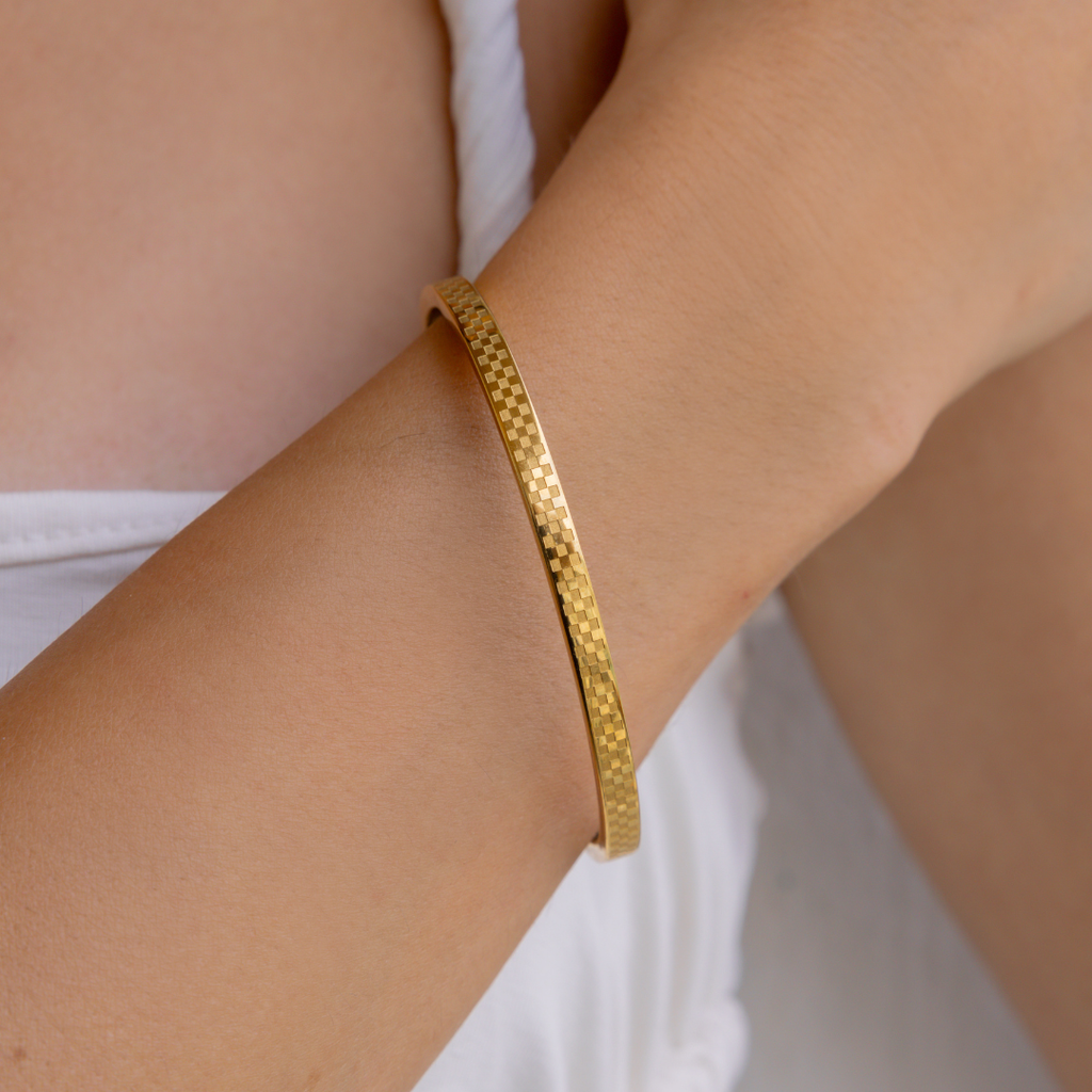 B. Grands Chess Waterproof Gold Bangle Bracelet