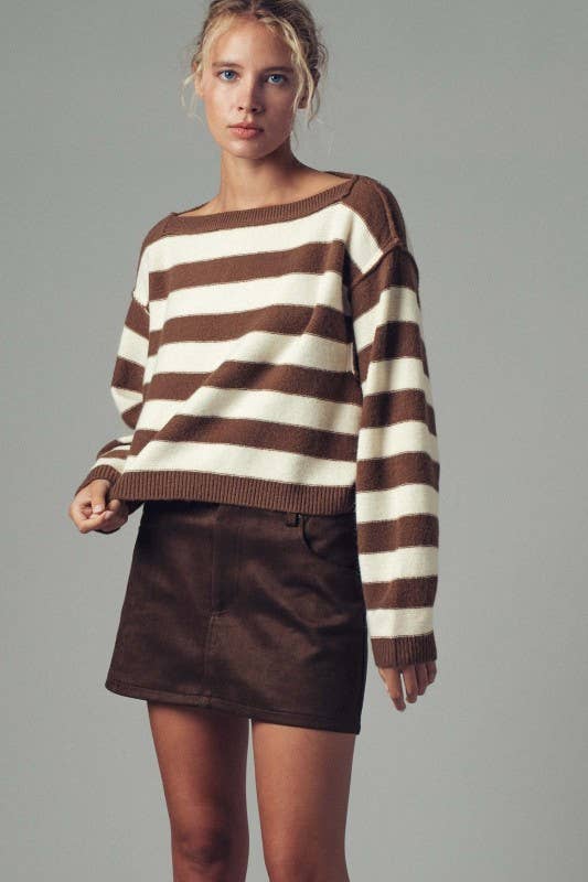 Striped Knit Crewneck Sweater