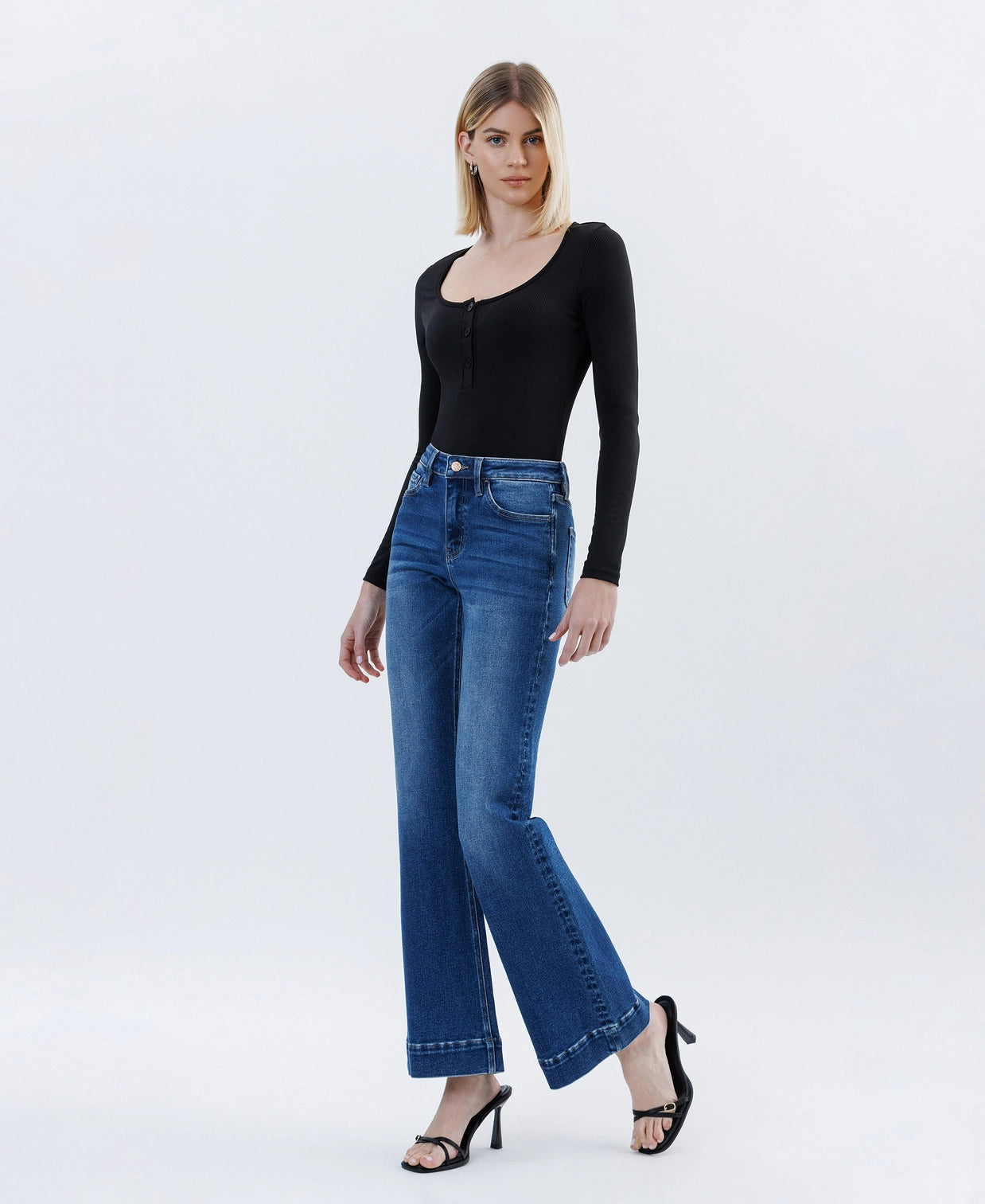 High Rise Trouser Hem Relaxed Flare