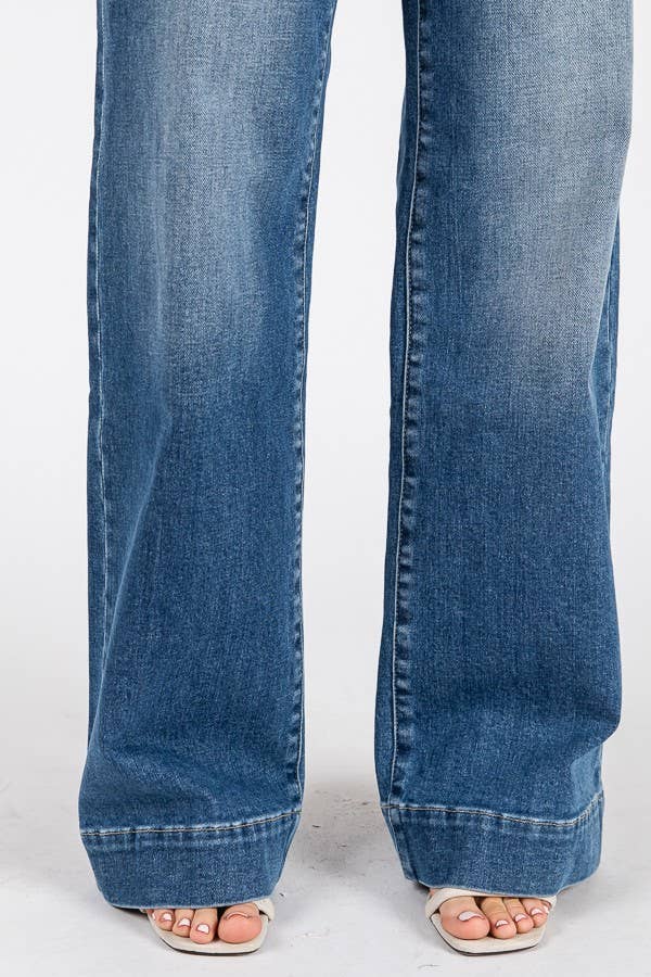 PETRA 153-MID RISE STRETCH TROUSER WIDE LEG JEANS