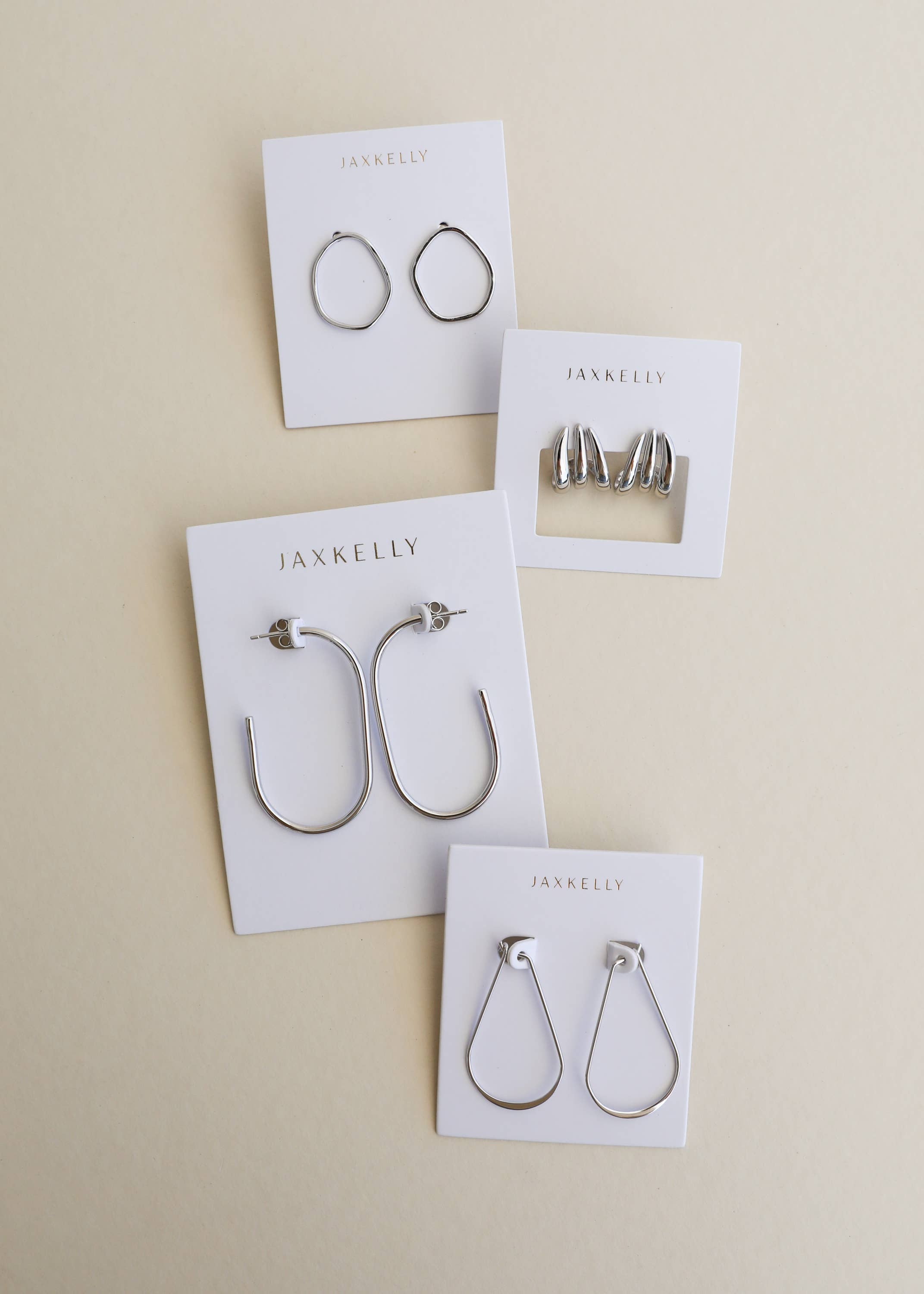 Silver Three Hoop Huggie - Earring