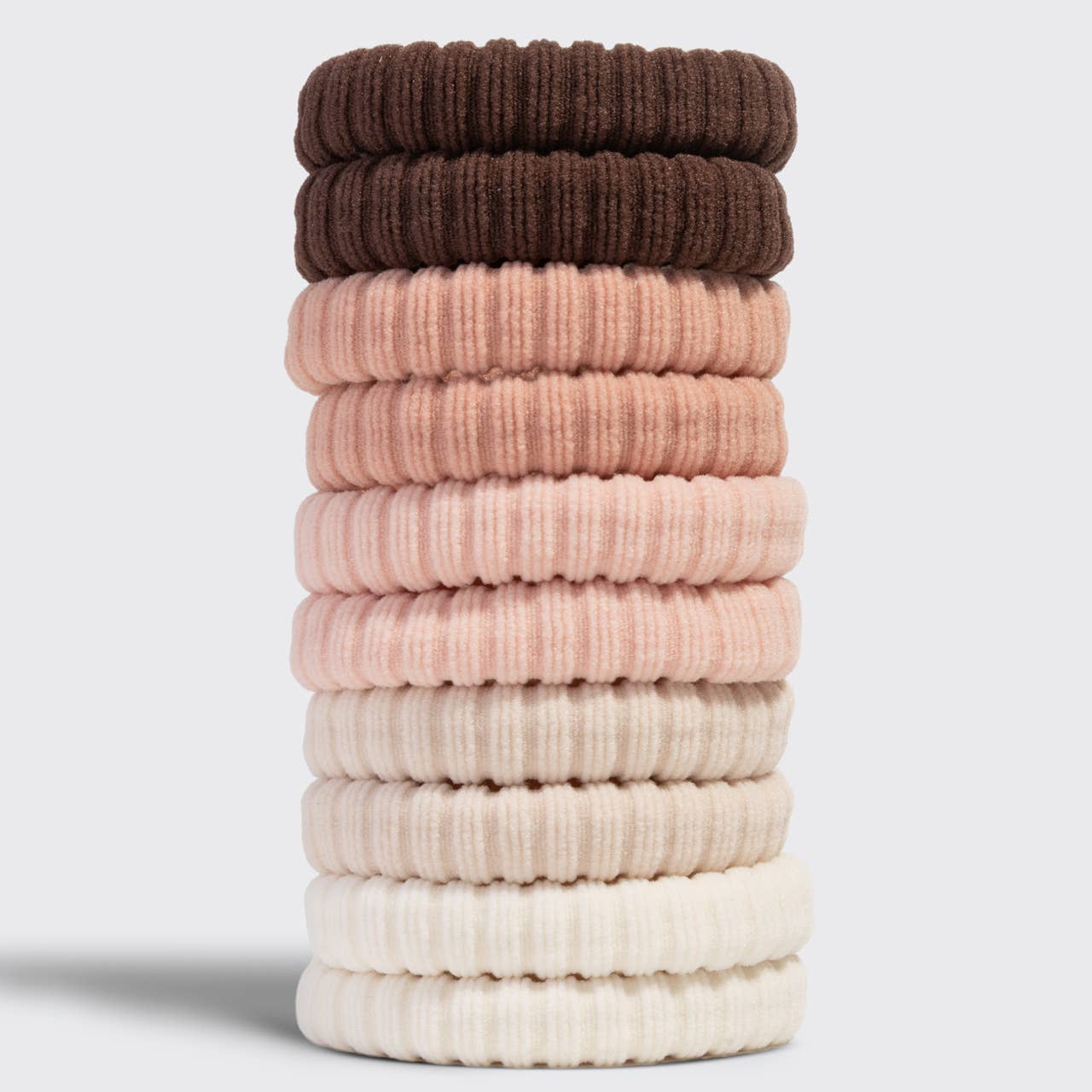 Fabric Ribbed Hair Elastics 10pc Set - Blush