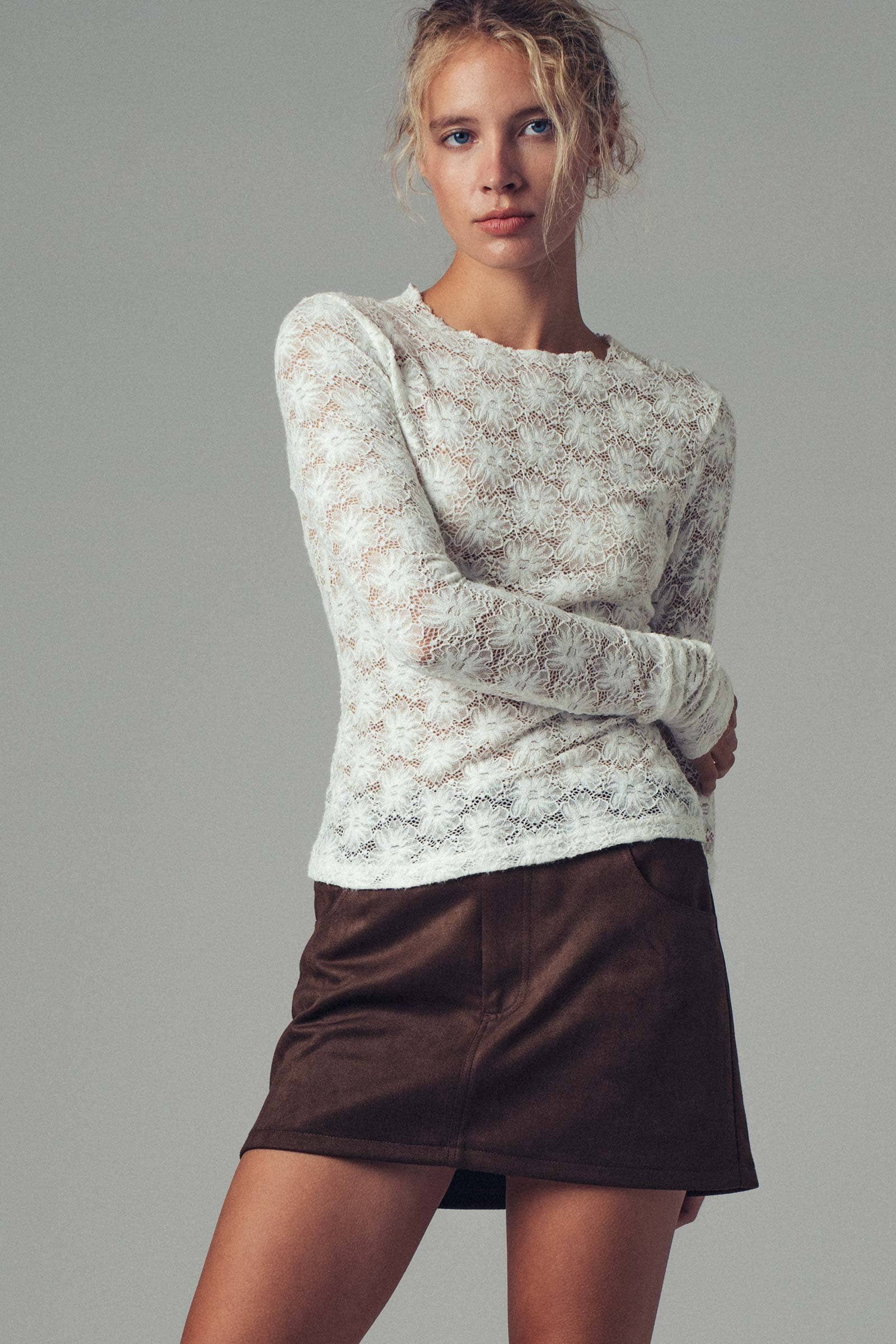 Romantic Floral Stretch Lace Top