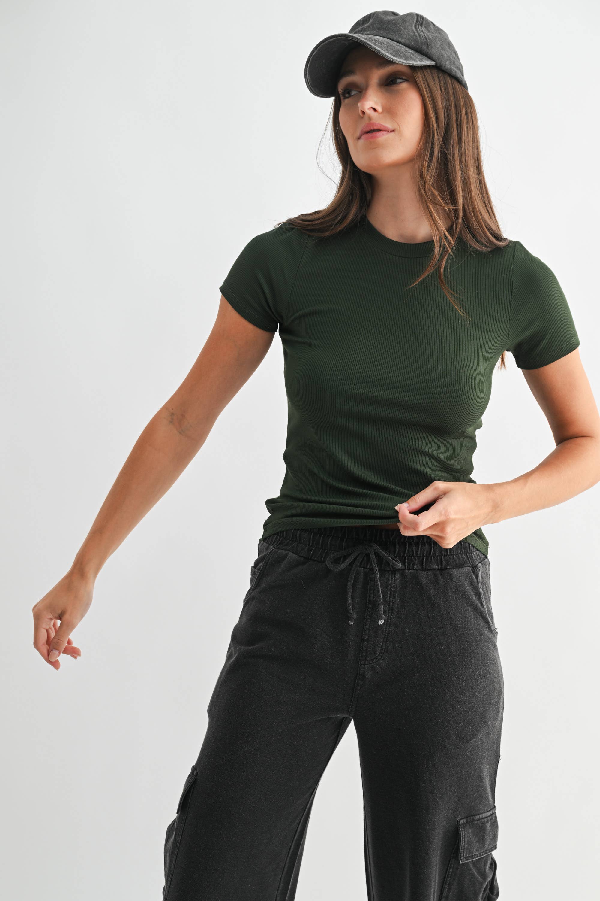 Essential Short-Sleeved Micro-Ribbed Athleisure Top
