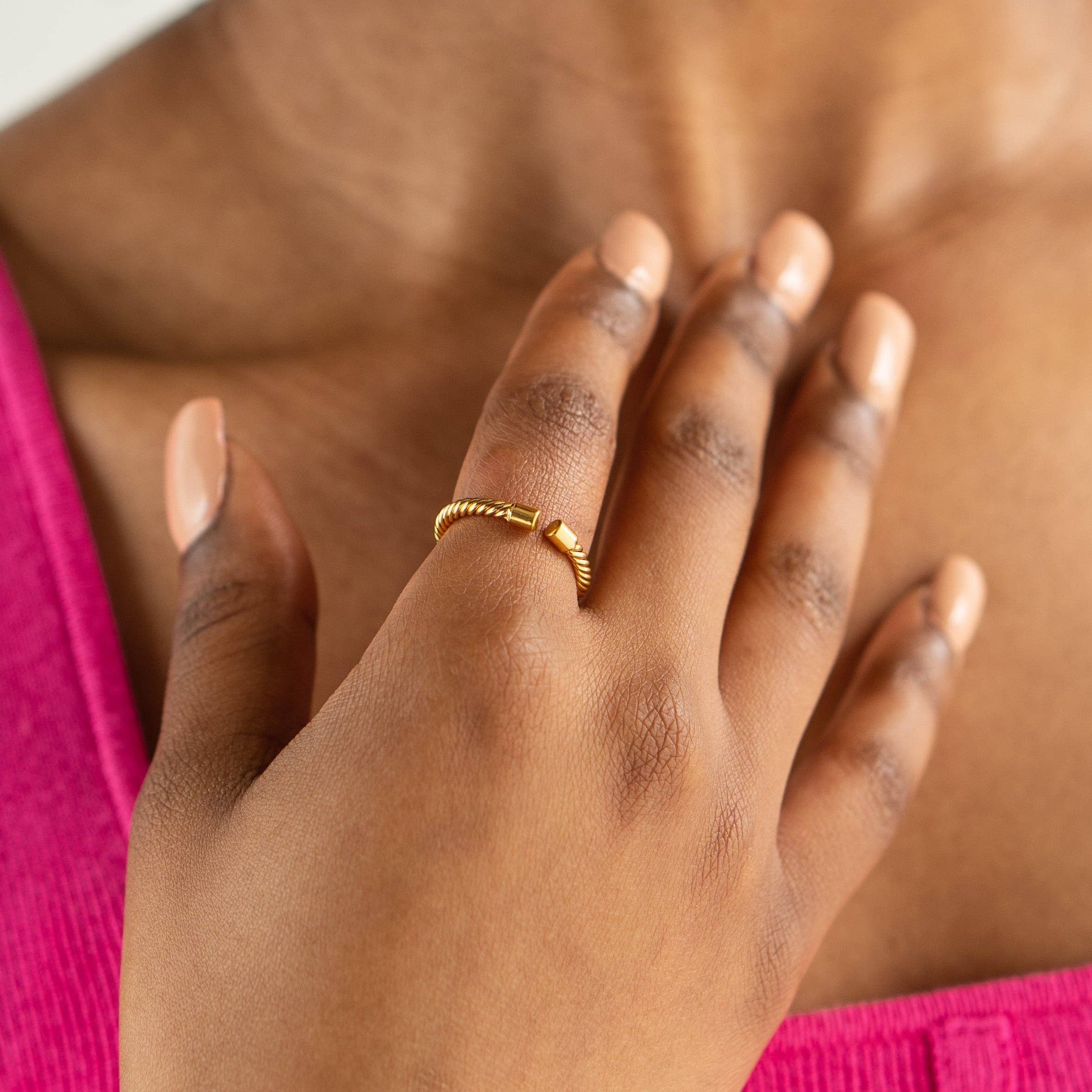 B. Grands Waterproof Gold Twisted Mini Ring