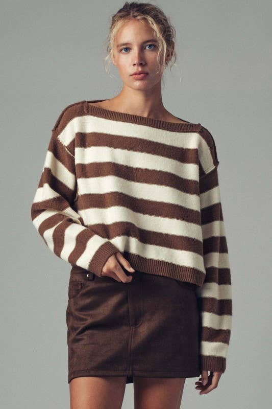 Striped Knit Crewneck Sweater
