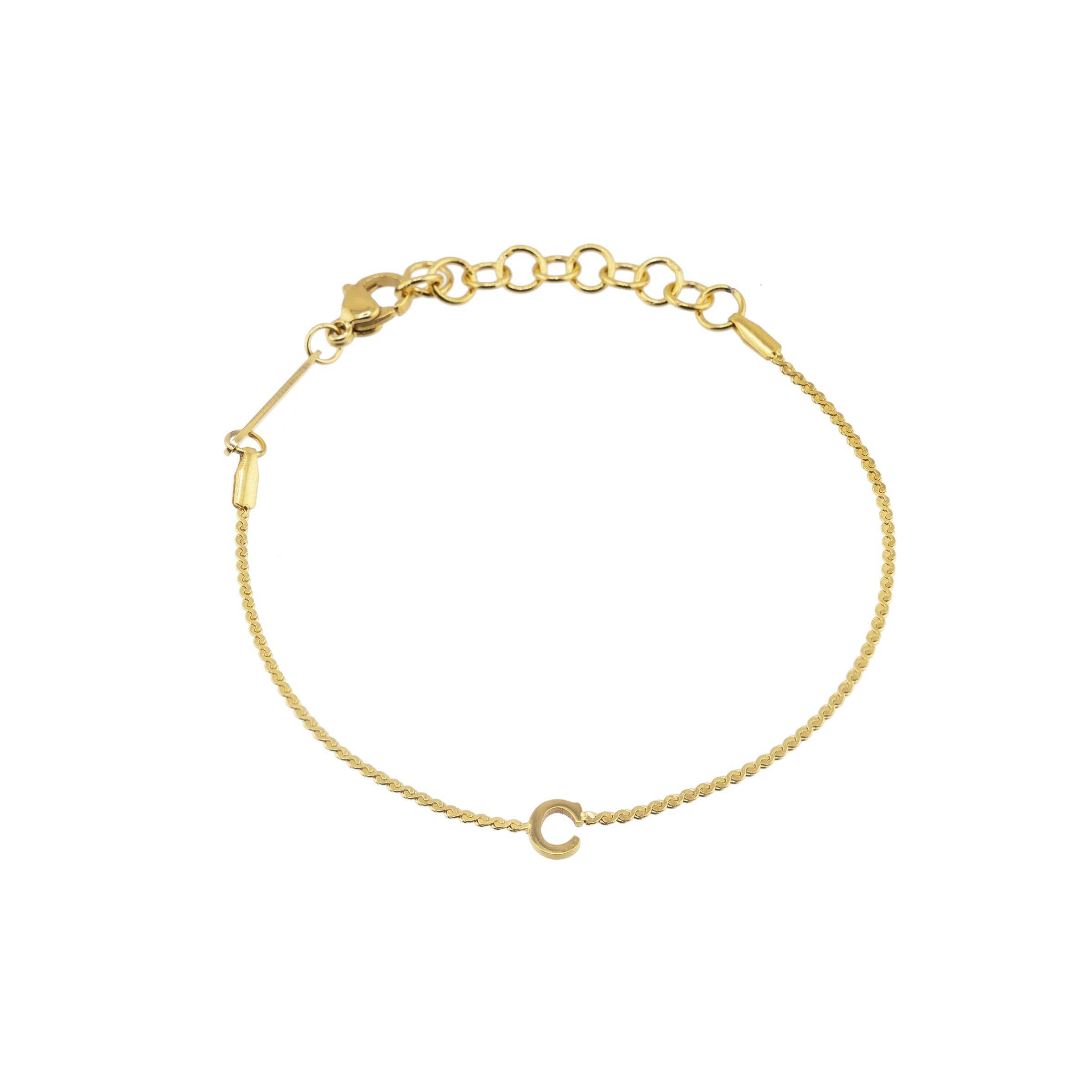 B. Grands Waterproof Dainty Gold Initial Bracelet