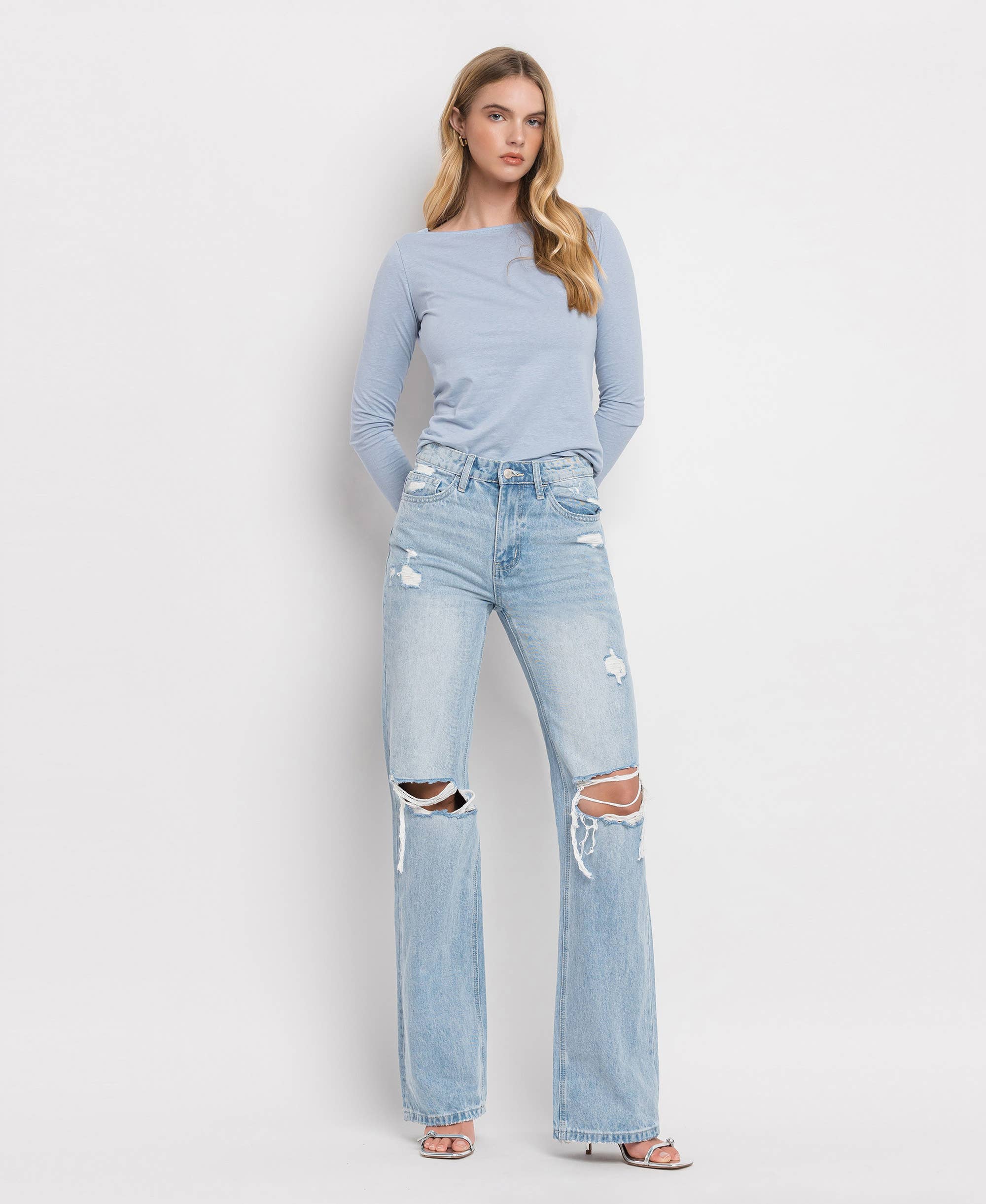 VERVET-90'S VINTAGE SUPER HIGH RISE FLARE JEANS