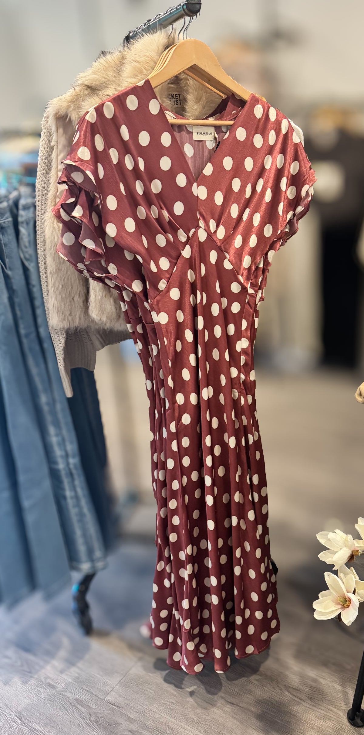 Polka Dot Mauve Midi Dress