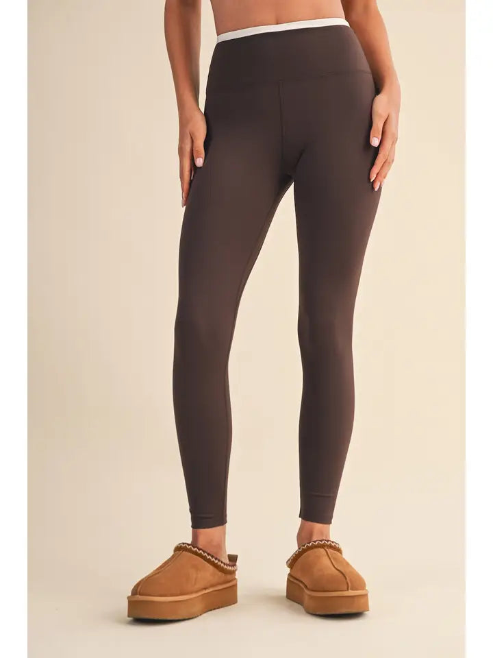 Brown Contrast layered Legging