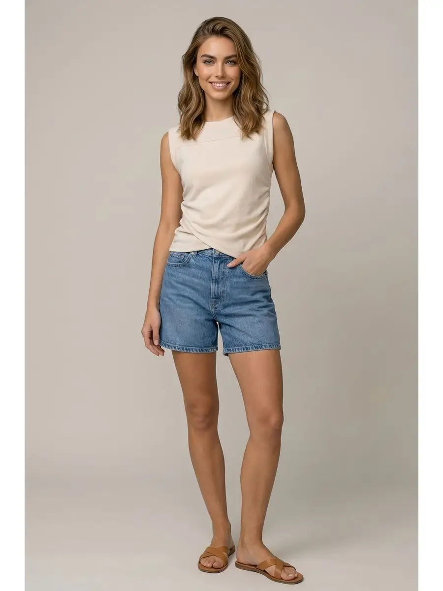 Surplice Hem Drop Shoulder Modal Tank