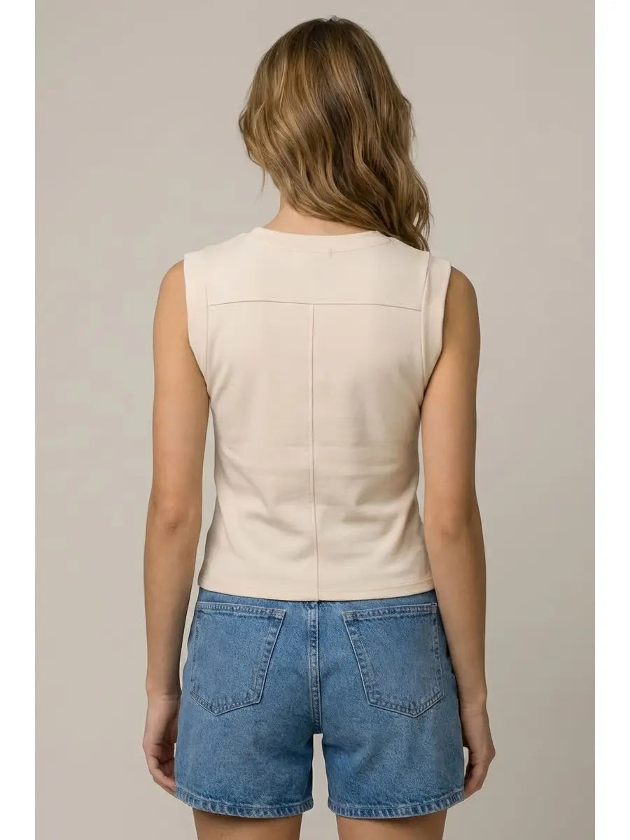 Surplice Hem Drop Shoulder Modal Tank