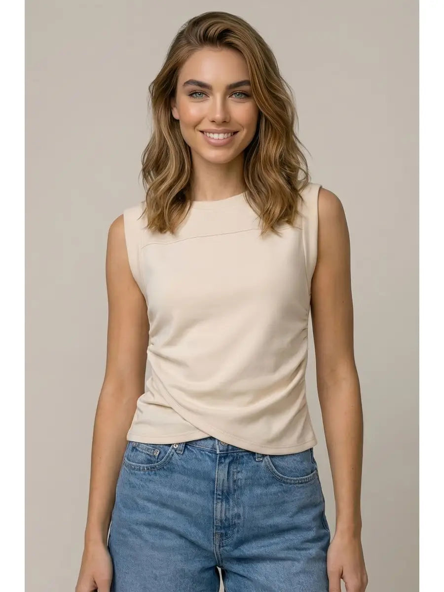 Surplice Hem Drop Shoulder Modal Tank