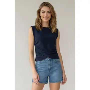 Surplice Hem Drop Shoulder Modal Tank