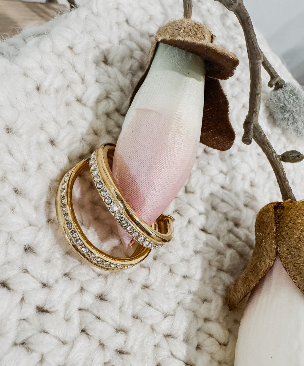 Luxe Gold Textured Double Hoops