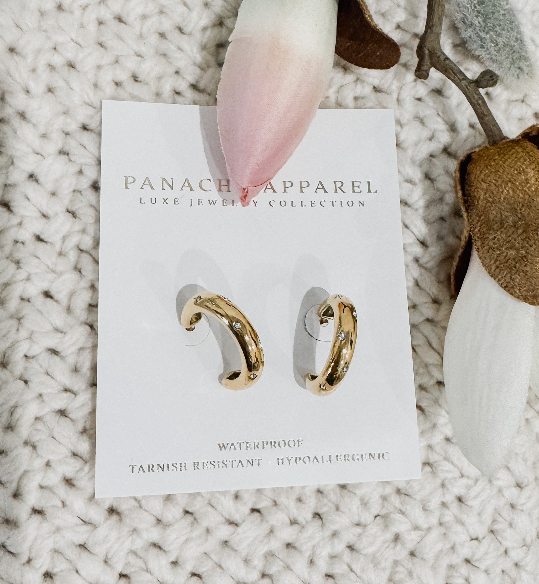 Luxe Gold Hoops Rhinestones