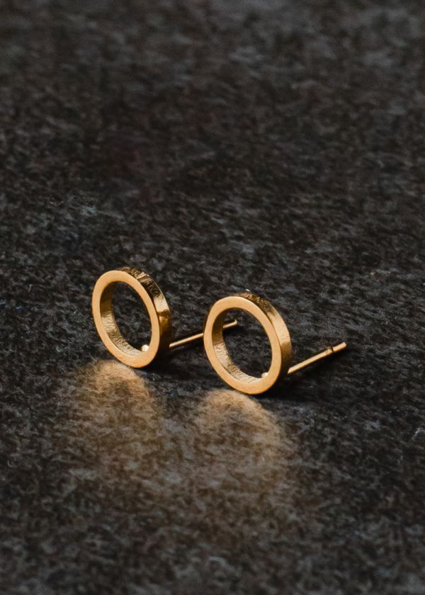 Gold Open Circle Stud Earrings
