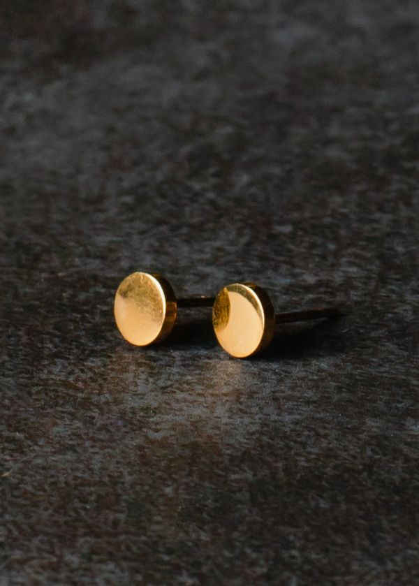 Gold Circle Stud Earrings