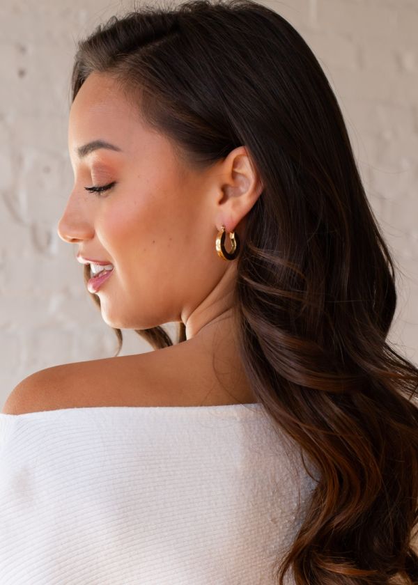 Luxe Gold Chunky Drop Hoop
