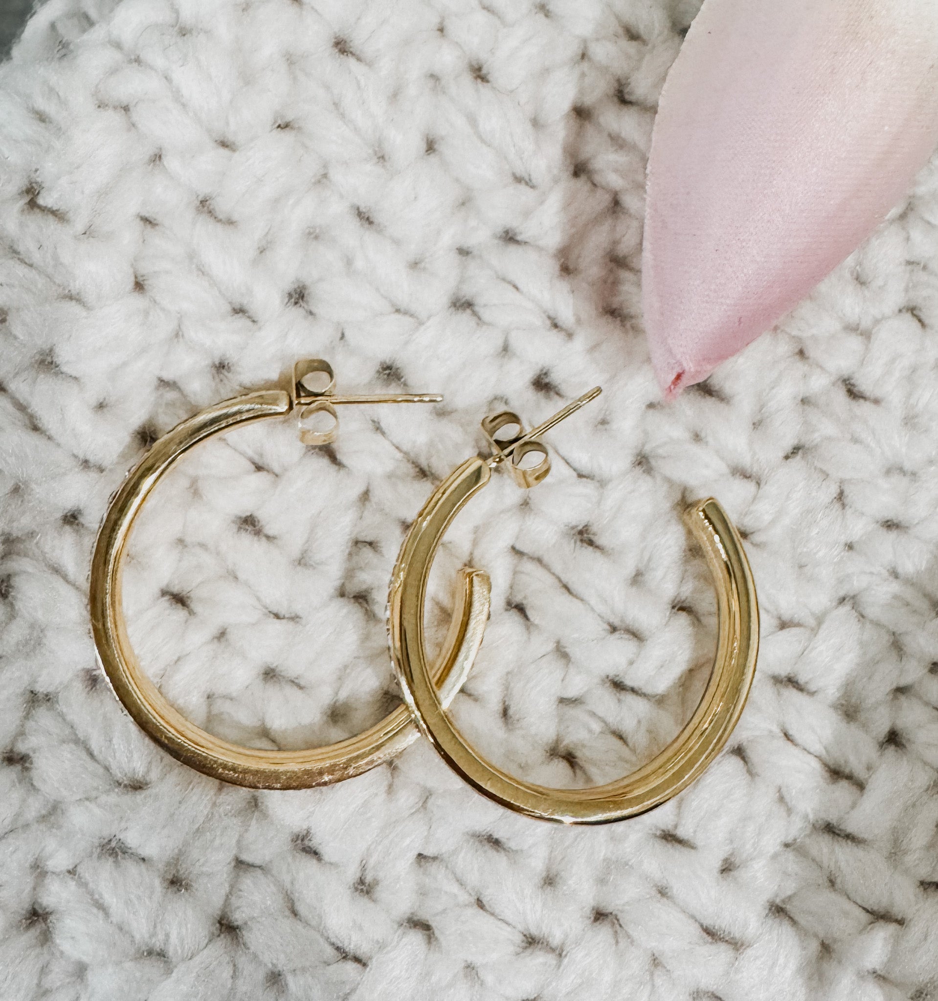 Luxe Gold Textured Double Hoops