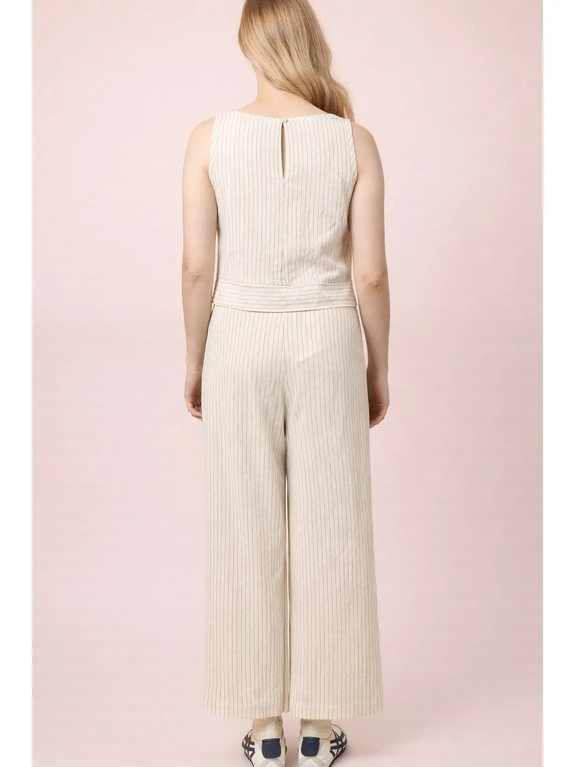 Woven Linen Sleeveless Top & Pants Set