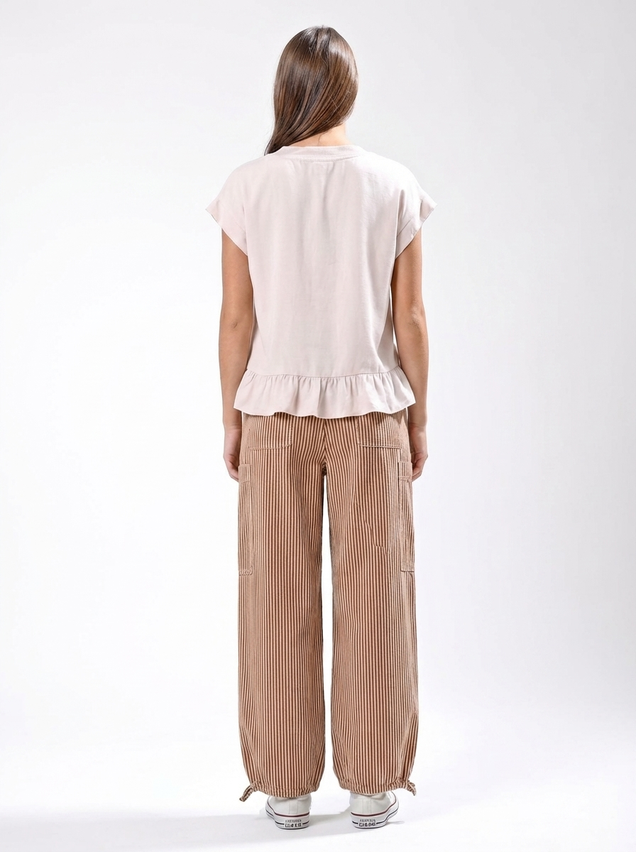 Washed out RUFFLE DETAIL CROPPED TOP