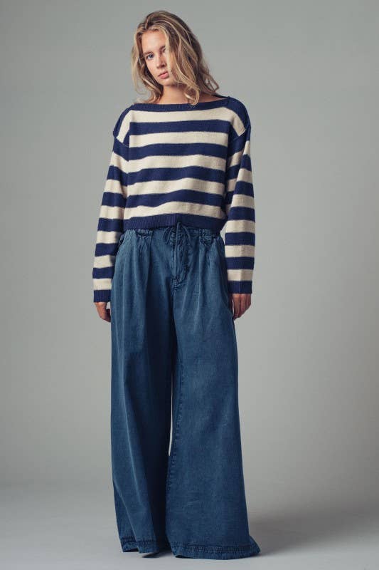 Striped Knit Crewneck Sweater