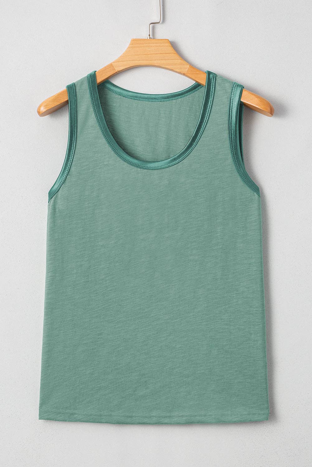 Mist Green Metallic Sheen Scoop Neck Tank