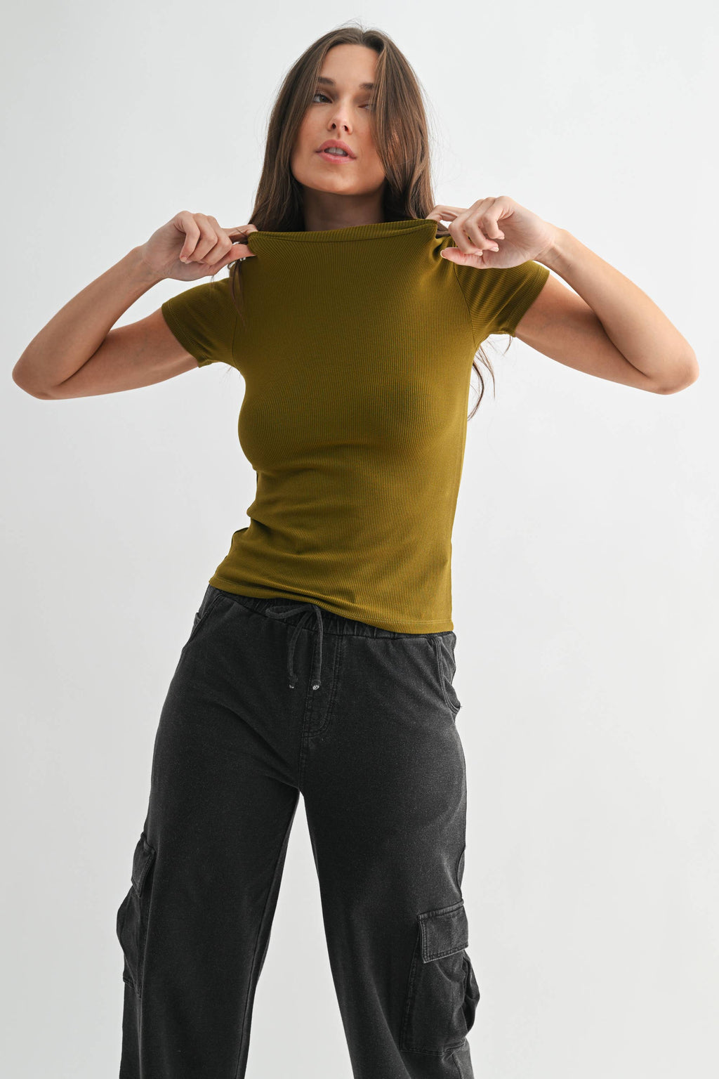 Essential Short-Sleeved Micro-Ribbed Athleisure Top