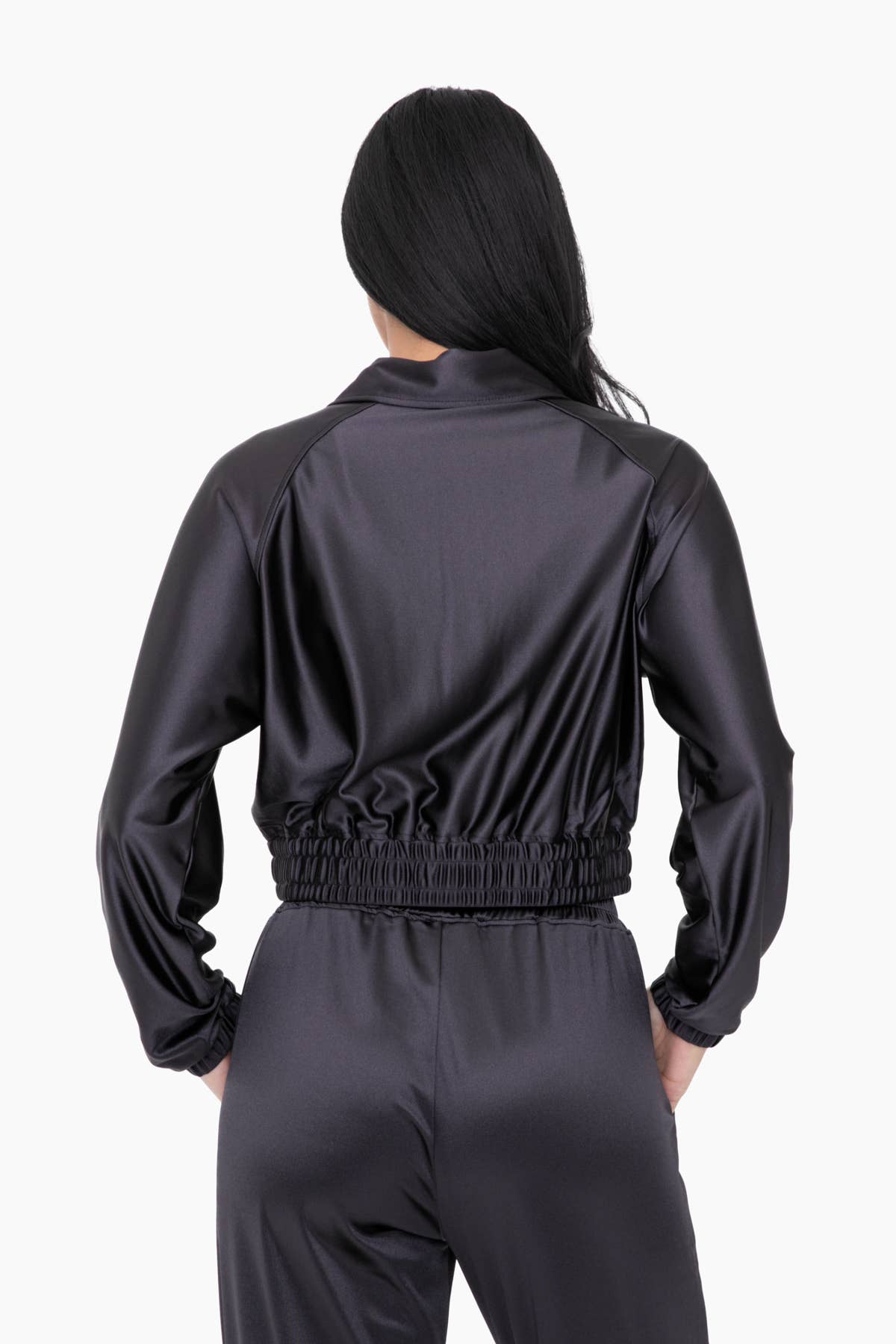 Satin Blend Cropped Jacket