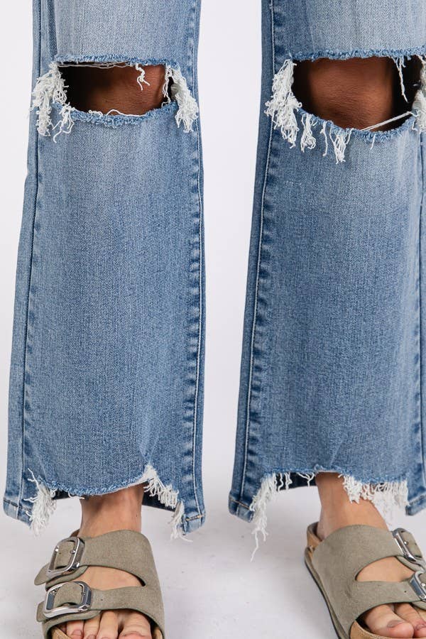 PETRA 153-HIGH RISE STRETCH W/ DESTROYED HEM